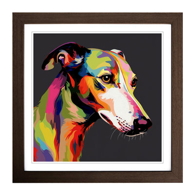 Greyhound Dog Graphic Art - Single Picture Frame Print on Wood