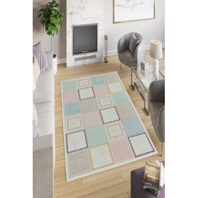 Premium Cream Area Rug, 5.9 x 9.2 Feet | 100% Polyester, 650 g/m² | 4 mm Pile Height, Digital Printing | Antibacterial & Eco-Friendly, Non-Slip PVC Dot Underside | Machine Washable, Perfect for Living Room & Bedroom Decor