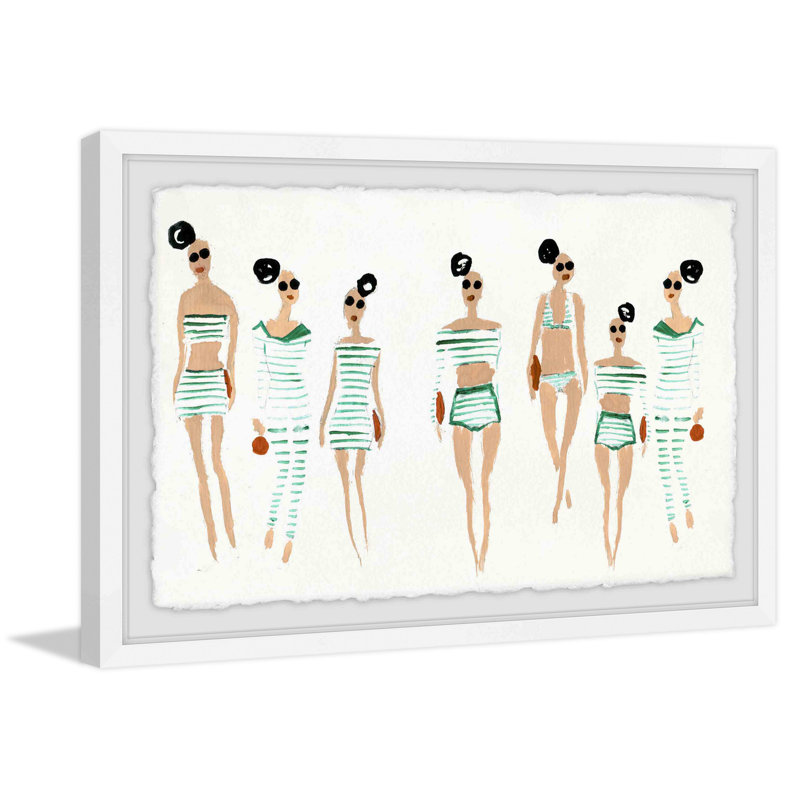 Green Stripes Fashion 1 Piece Single Picture Frame Painting, 20 cm H x 30 cm W x 4 cm D