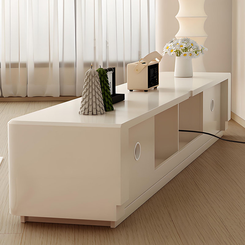 Meuble télé moderne de style crème pour petit espace de vie, H 13,77 po x L 78,74 po x l 15,74 po