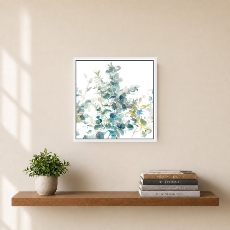 «Eucalyptus I White» par Magnolia Simplicity, gris neutre - impression sur toile, H 28 po x l 28 po, Blanc