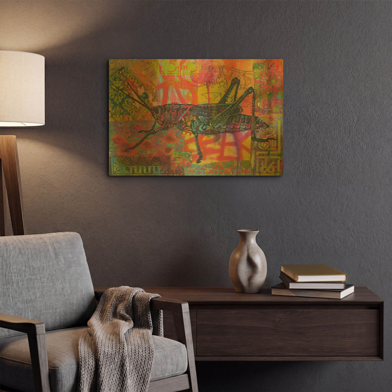 « Sauterelle » de Dean Russo, tableau mural en métal doré, 61 x 41 cm, 24 po x 16 po