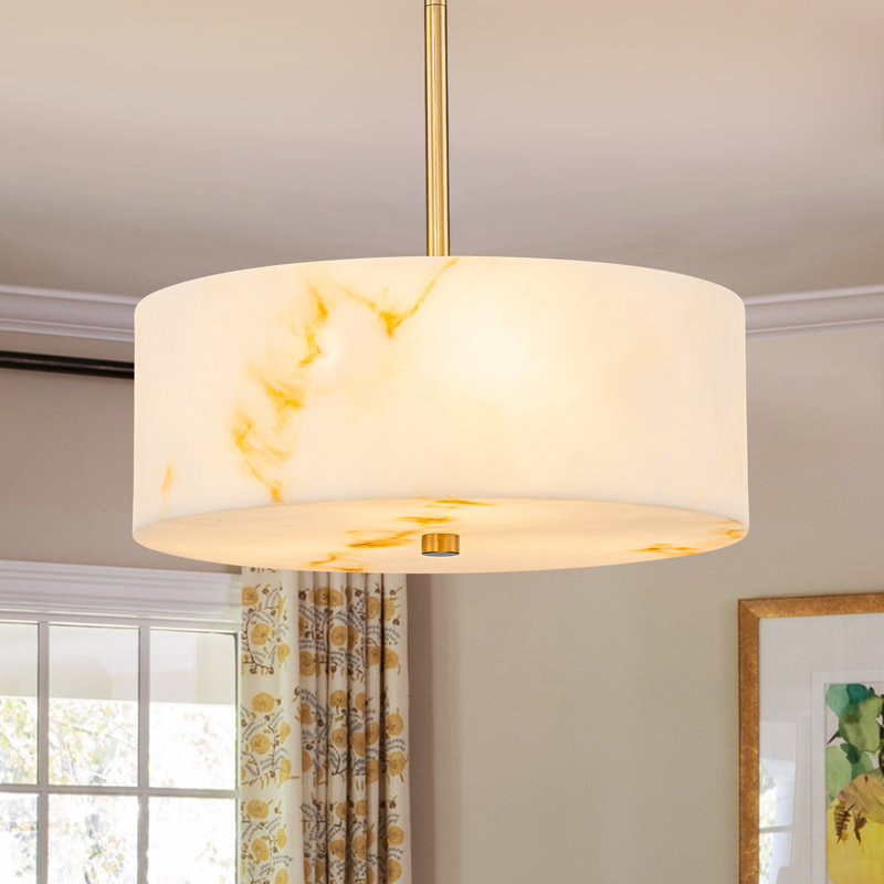 3-Light Alabaster Drum Pendant Light
