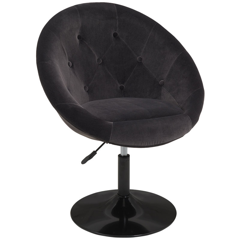 Climax Upholstered Swivel Barrel Chair, Black