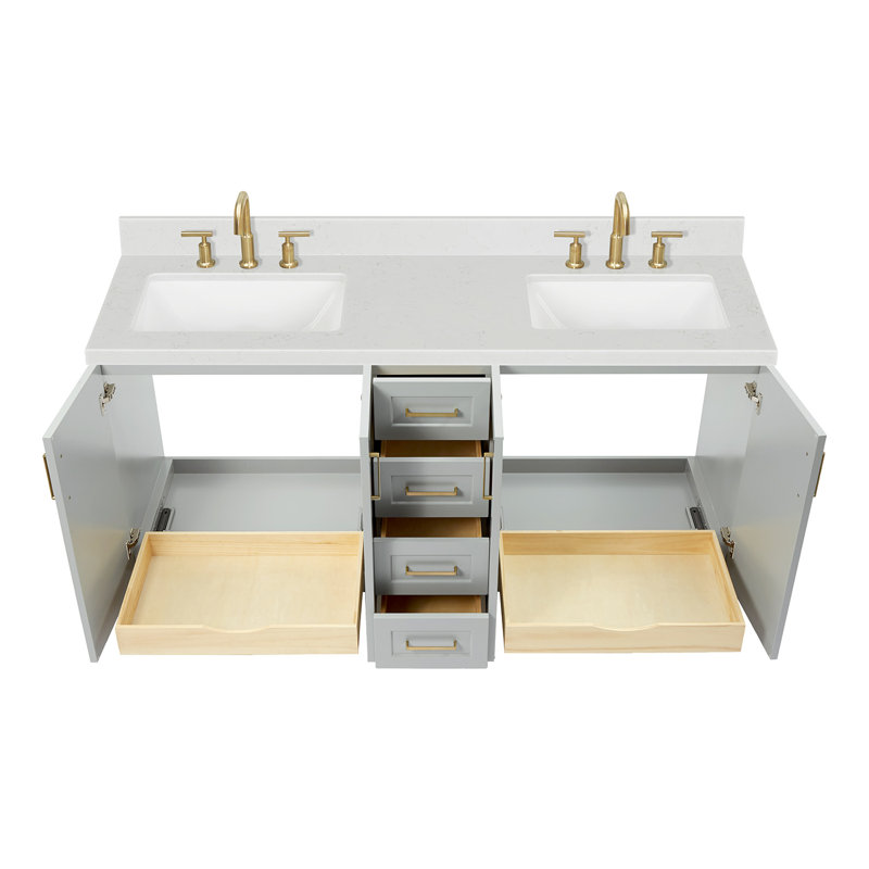 73 IN.  Single Bathroom Vanity, White, Rectangular,  White Quartz
