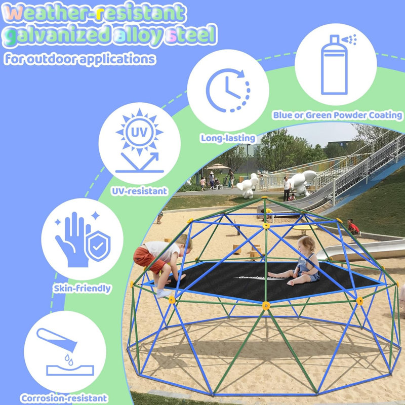 Gardenature 6&10FT Climbing Dome for Kids 3-8, Jungle Gym for Indoor and Outdoor, Geometric Dome Climber Supporting 440 Lbs Anti-Rust Metal Play Structure, Kids Gift Toys, ASTM Approved