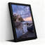 «Blue Boat on Black Sand Near White Church and Lighthouse», art mural sur toile-133481129