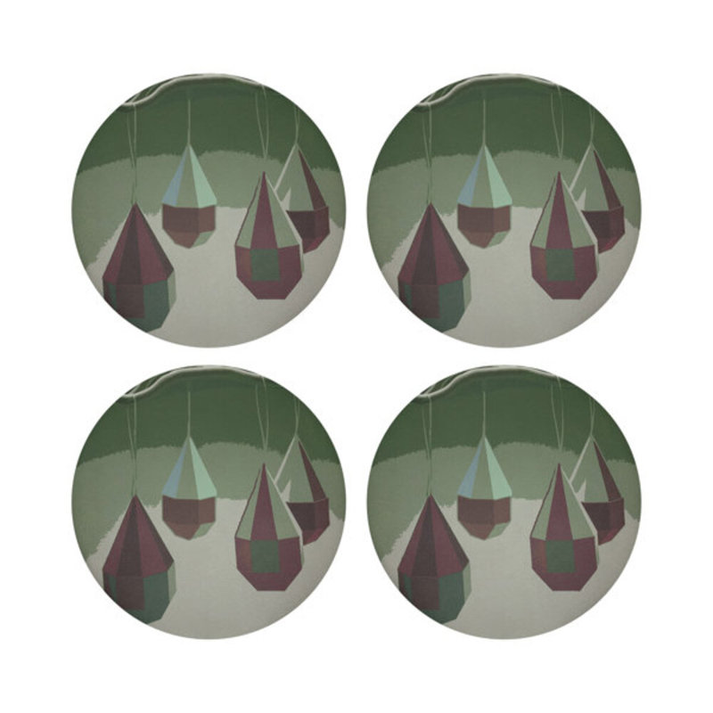 Ornaments Pebble 16" Vinyl Placemat, Plum/Emerald