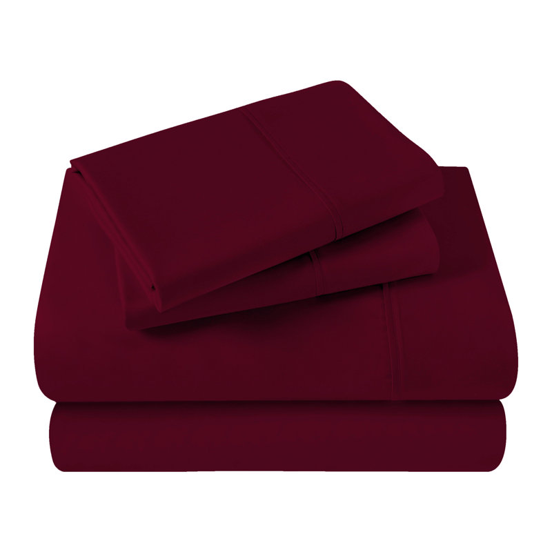 400 Thread Count Egyptian Cotton Blend Solid Deep Pocket Bed Sheet Set, California King Sheet Set, Burgundy