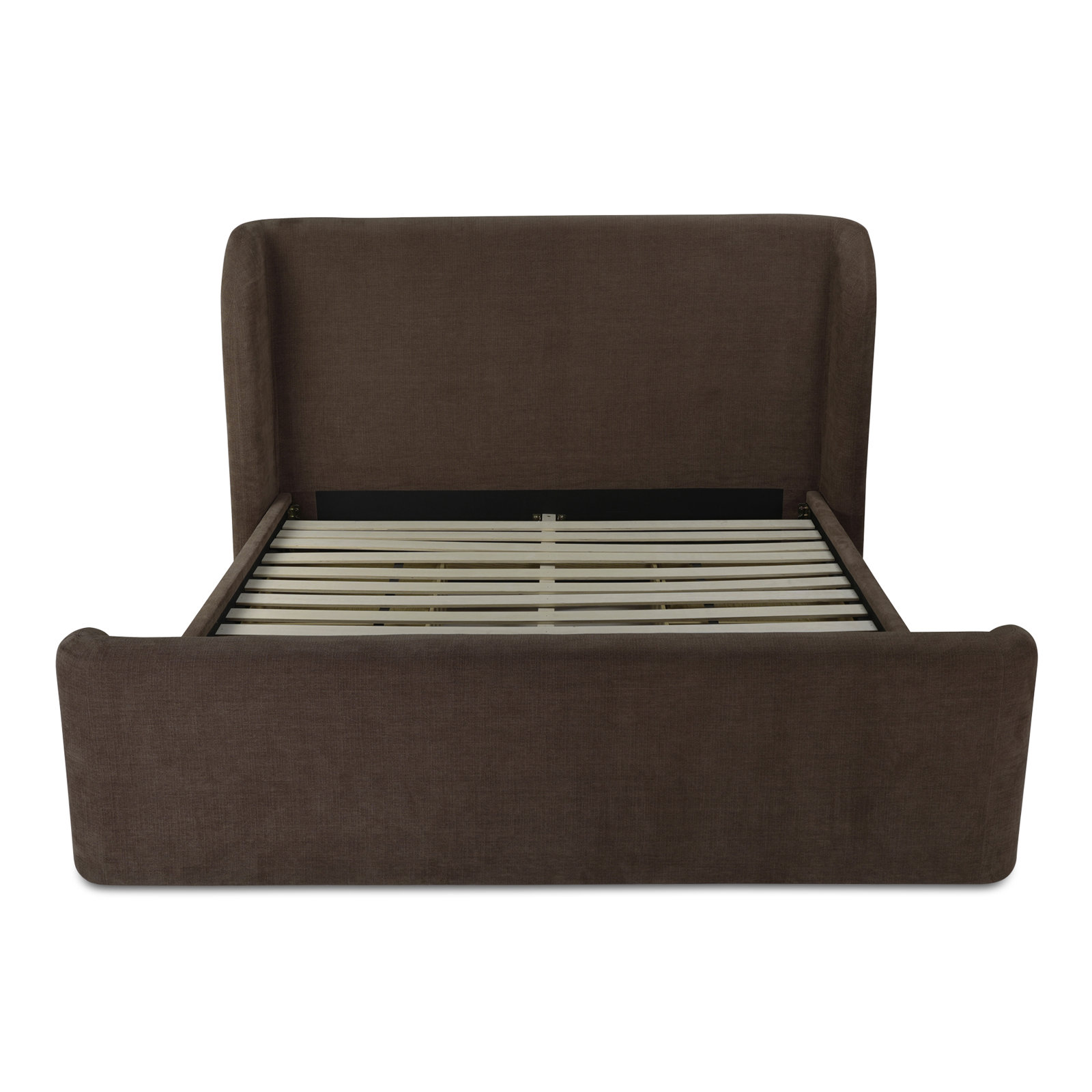 Upholstered Storage Wingback Bed, Queen, Dark Brown