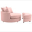 Fauteuil demi-tonneau pivotant à 360 ° avec repose-pieds avec rangement et 4 coussins, fauteuil de loisirs moderne en chenille pour salon