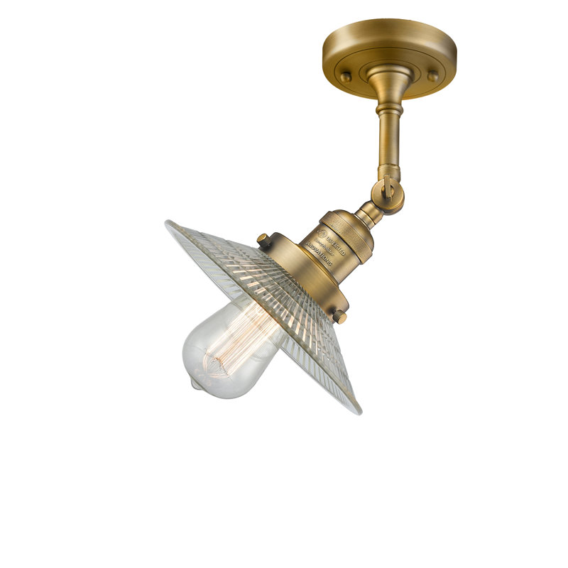 Plafonnier semi-encastré 1 lumière 8,5 po Miramontes, Ampoule DEL 6 watts Vinage, Laiton brossé, Halophane transparent