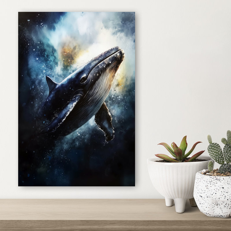 Art mural majestueux, baleine océanique et sereine, H 18 po x l 12 po