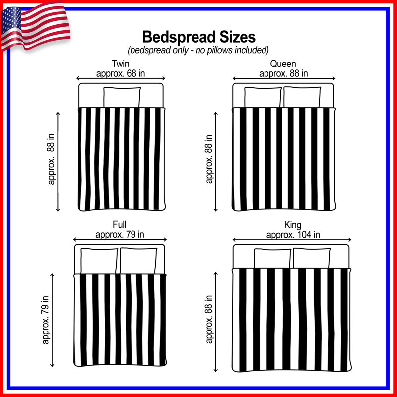 Black White Stripes Bedding Stripes Bedspread Pattern, Twin