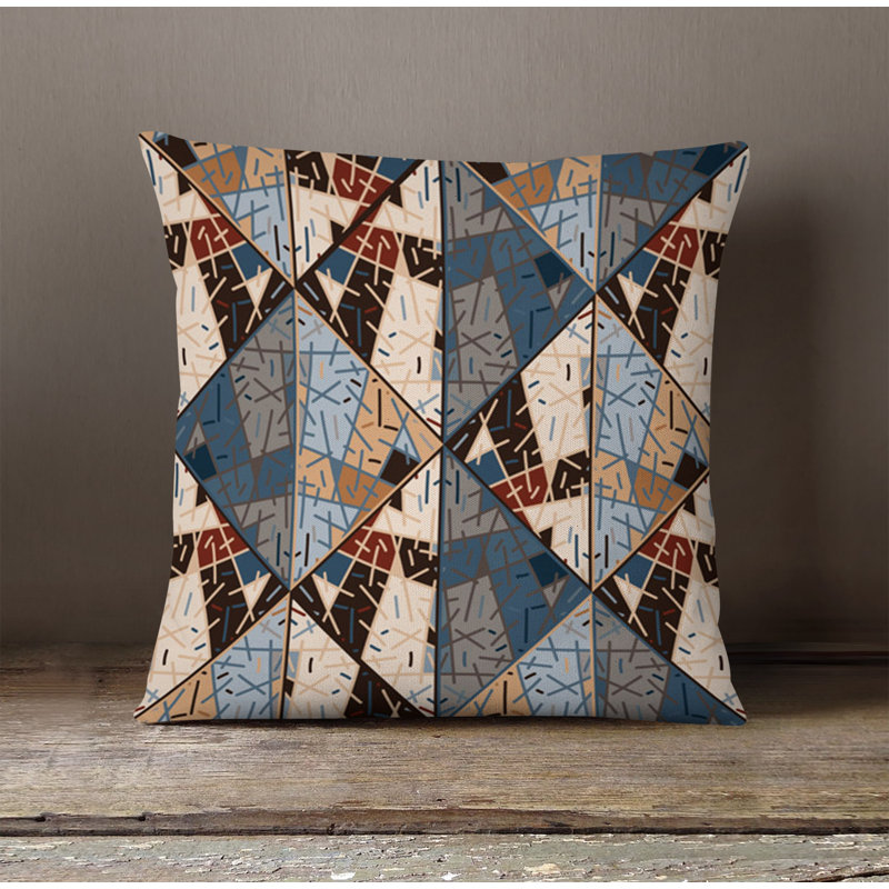 Throw Pillow With Insert, Blue/Brown Abstract 12, 20"H x 20"W