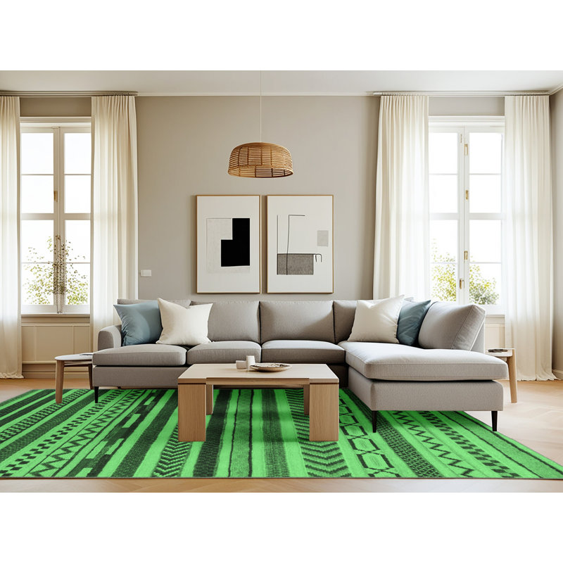 Washable Geometric Indoor Rug, Rectangle 8' x 12'
