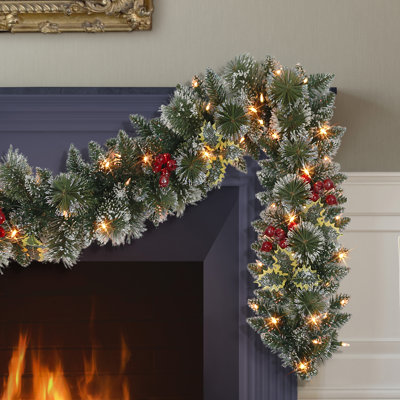 118'' in. Lighted Faux Pine Garland