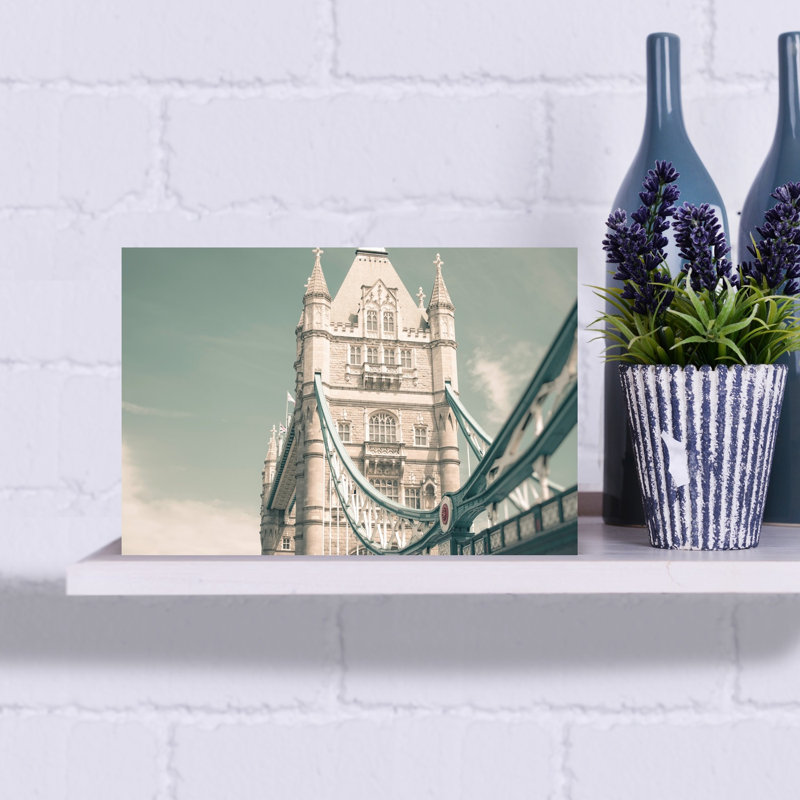 Superbe affiche murale vintage abstraite du Tower Bridge de Londres, H 12 po x l 18 po