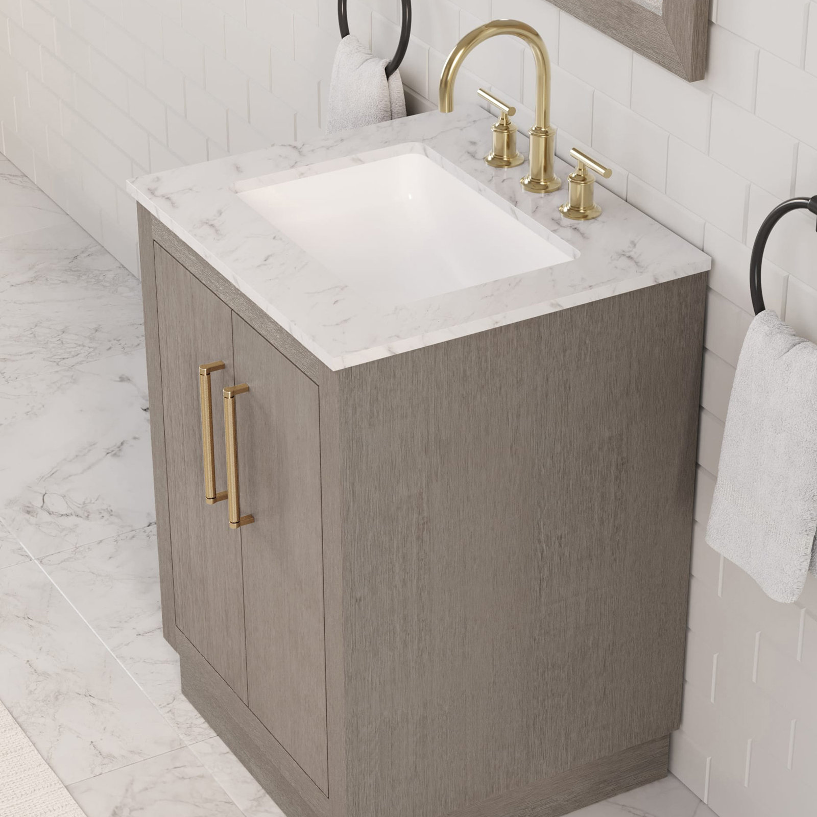 Kamila 24'' Single Bathroom Vanity, Satin Gold