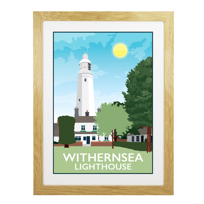 Withernsea Lighthouse Yorkshire - Print, 40cm H x 30cm W x 1cm D, Oak Framed