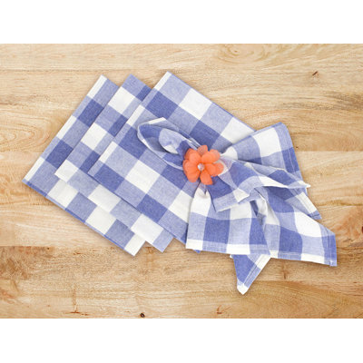 Blue Country Buffalo Plaid Cloth Napkins, Set Of 4