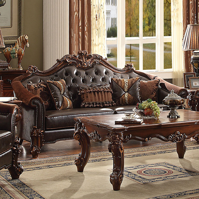 Leedom 89" Faux Leather Rolled Arm Sofa