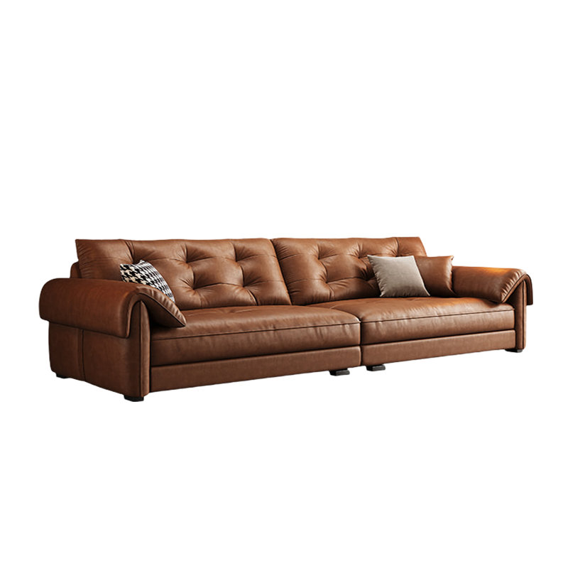 Comfortable vintage leather sofa, 35.43" H x 133.85" W x 39.37" D