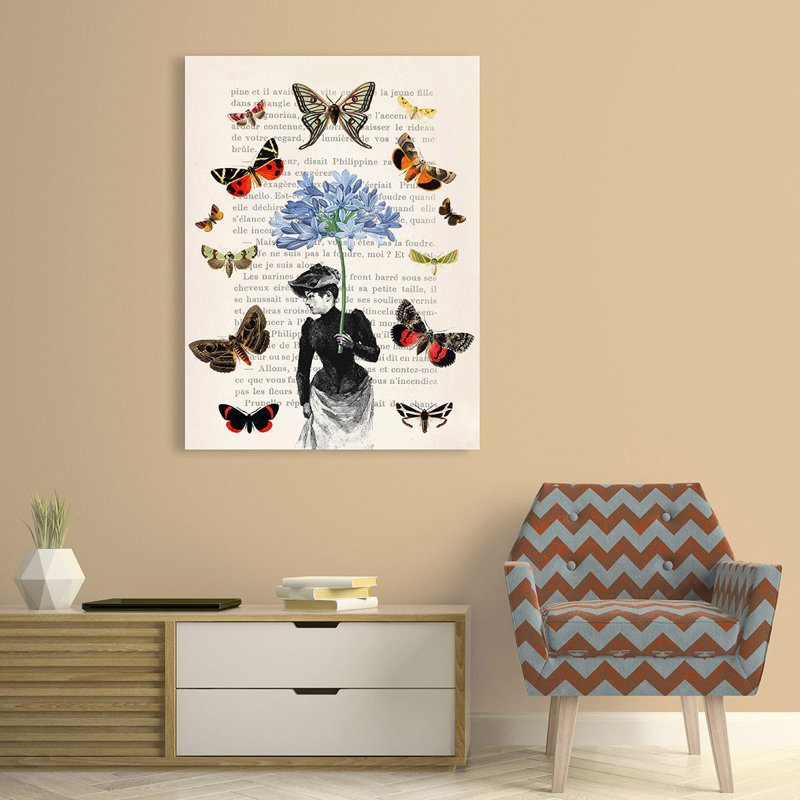 Lady Of Butterflies by Stef Lamanche - Wrapped Canvas Print, 100cm H x 70cm W x 4cm D