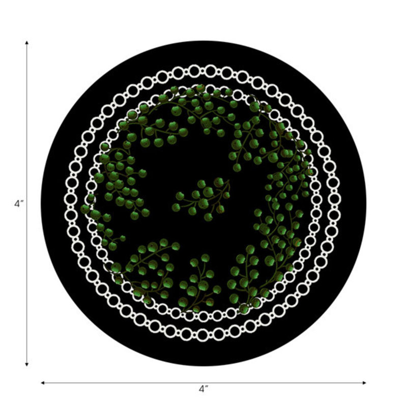 Christmas Berries Vegan Leather Round Coasters, Green Black