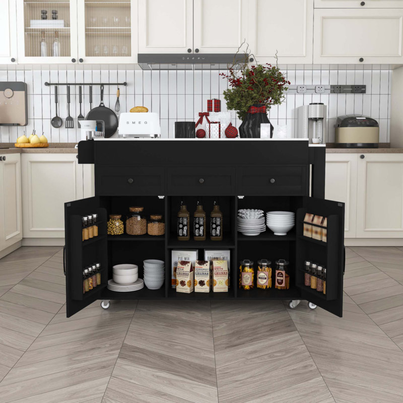 74.8" Kitchen Island With Extendable Dining Table