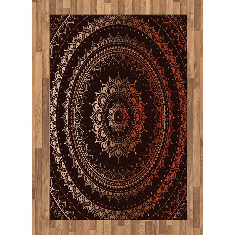 Mandala High Density Long Fiber Poly Threads Decorative Area Rug Carpet, Rectangle 4' x 5'8"