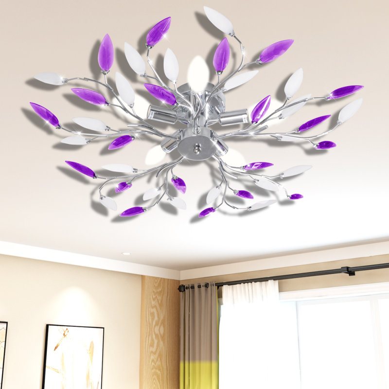 Semi Flush Mount, Purple/White