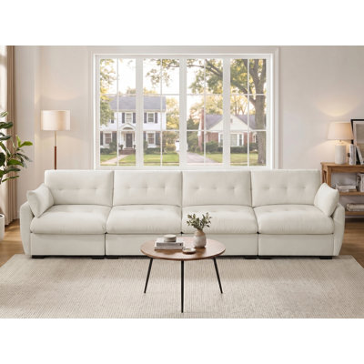 Modular Sectional Sofa With Chenille Upholstery