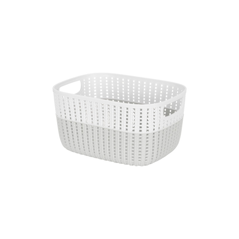 Simplify Polypropylene Decorative Basket, 6" H x 9" W x 11" D, White/Light Gray, 1