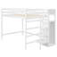 Lit mezzanine double blanc avec rangement intégré et escalier - Fabrication en bois de pin robuste pour garde-robe encastrée-1773357789