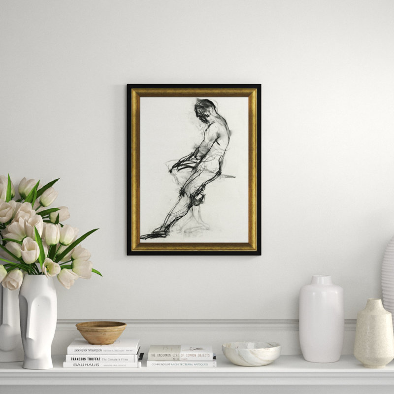 Black And White Figure Giclee Print by Soicher Marin Archives, 27.75" H x 21.75" W x 1.25" D, Gold
