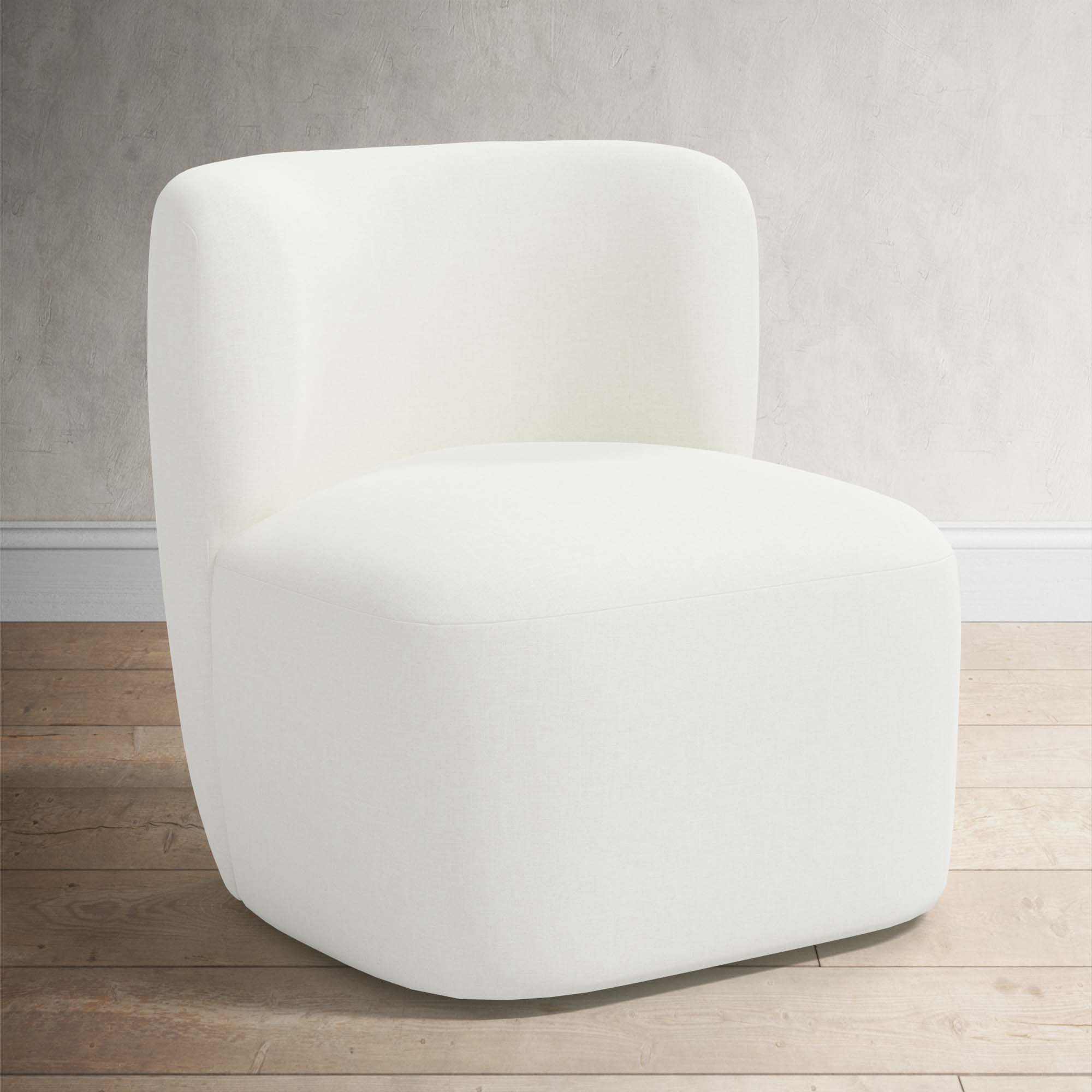 Mariza Upholstered Swivel Accent Chair, Zuma White Textured Linen
