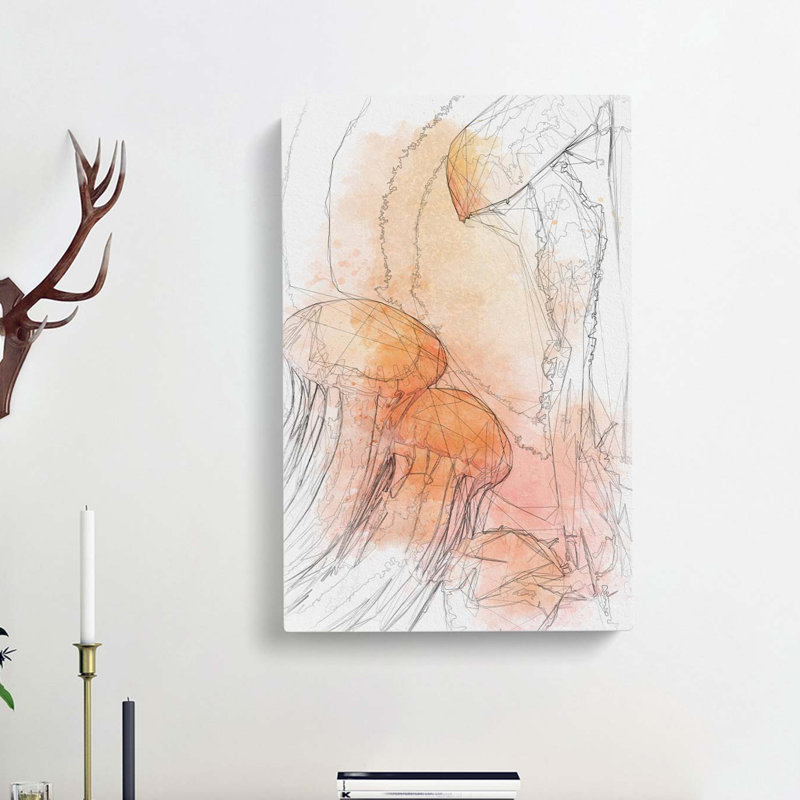 The Orange Jellyfish in Abstract - Wrapped Canvas, 50cm H x 35cm W x 3cm D