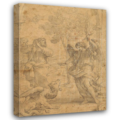 "Archangel Uriel and the Dragon" by  Giovanni Francesco Romanelli - Gallery Wrap Canvas Wall Art