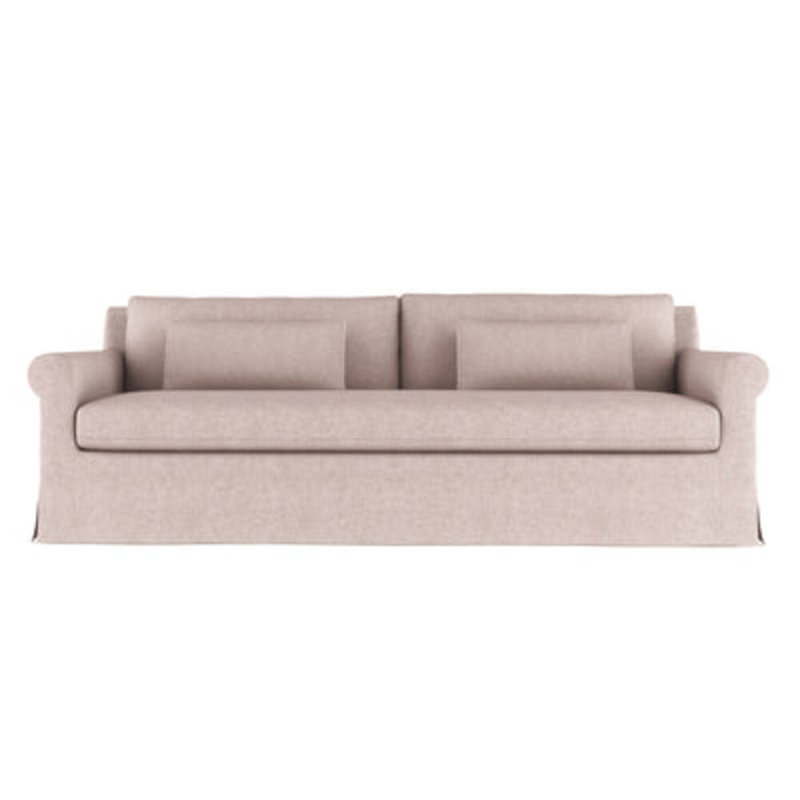 Canapé à accoudoirs arrondis Ludlow, H 34 po x l 96 po x P 38 po, Brun foncé, Peluche velours rosé