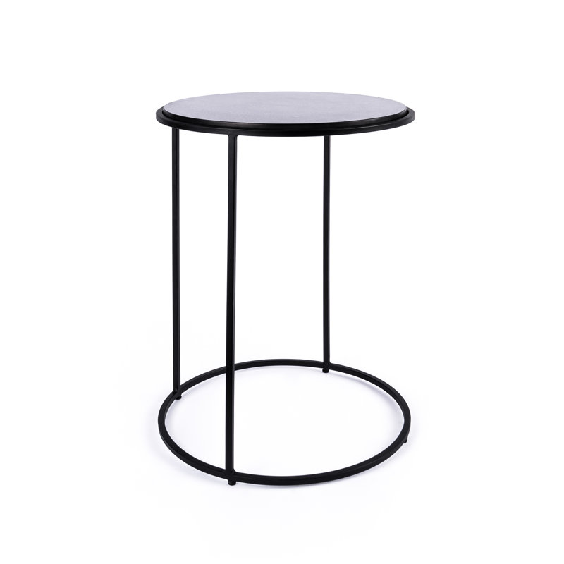 Nikelle Marble Top End Table, Black, Black