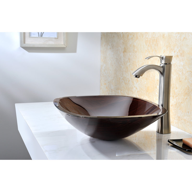 Cansa 16.1'' Red Tempered Glass Above-Counter Bathroom Sink