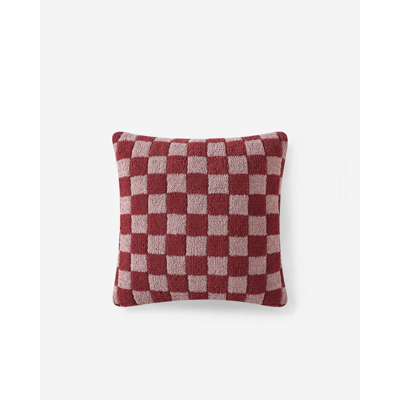 Checkerboard Lumbar Pillow Cover & Insert, 20" H x 20" W' x 1.4" D, Pomegranate/Rose Checkered