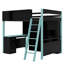 Lit mezzanine double en bois avec bureau, structure de lit mezzanine avec tiroirs de rangement, tablettes et lumières-1994477696
