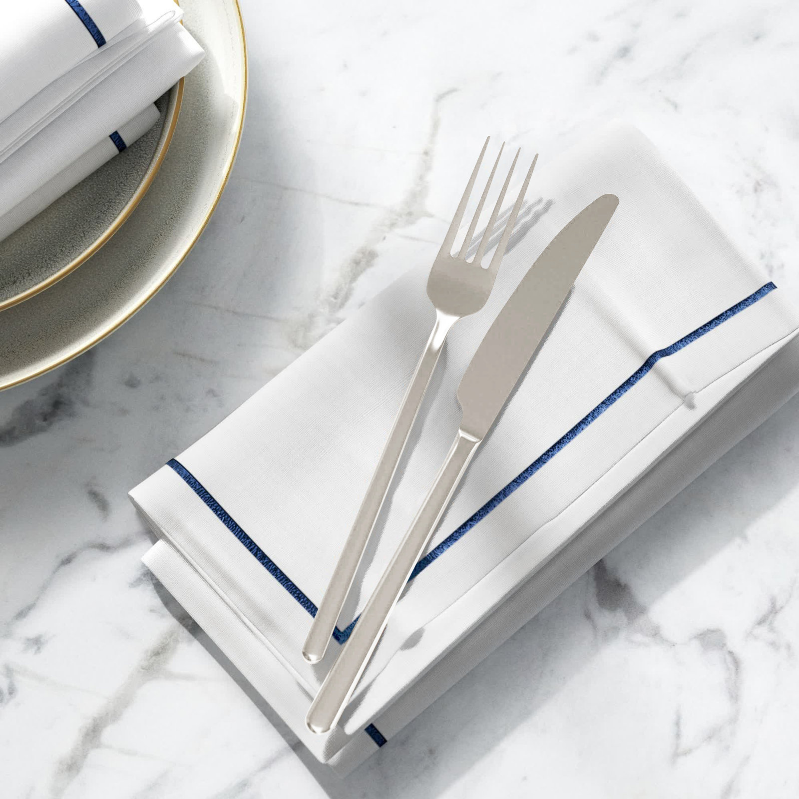 Odelle Reversible Napkin, 20"x20", Platinum