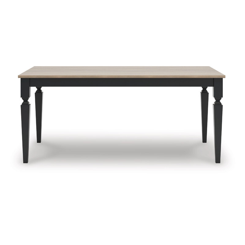 Seci Dining Table, 72 Inch Rectangular Gray Brown Top, Black Wood Legs