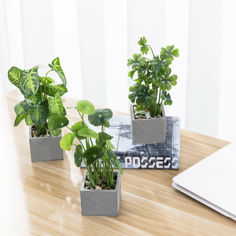 Ensemble de 3 plantes à feuillage artificiel en pot