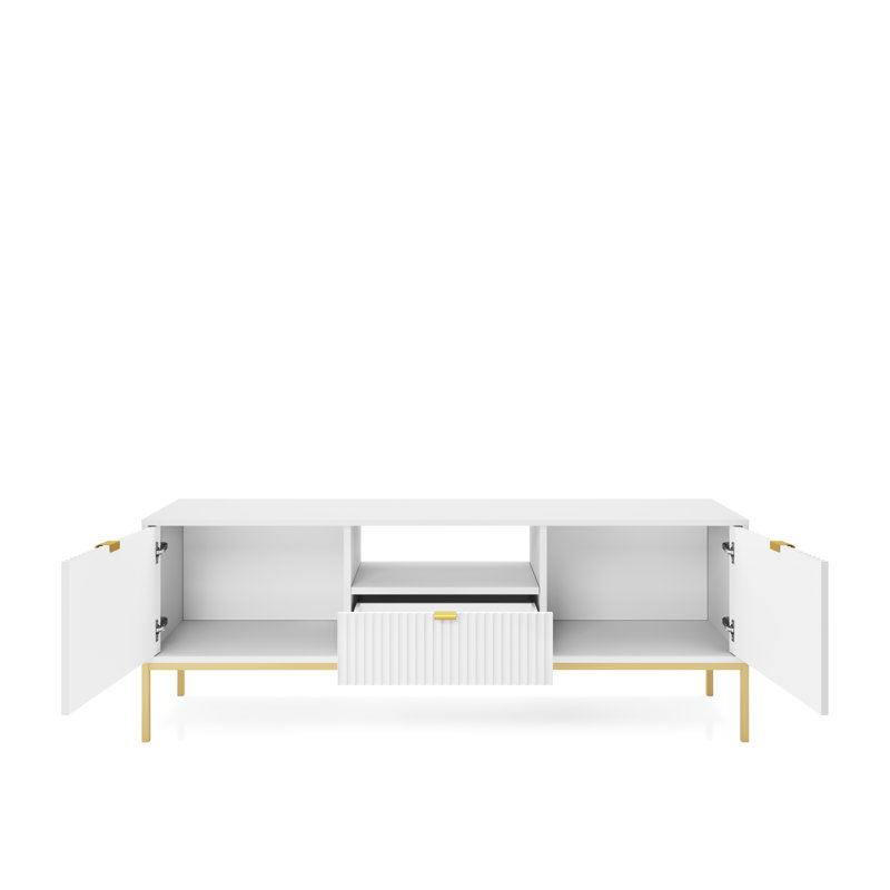 Kenly Unfinished TV Stand for TVs up to 70", White/Golden