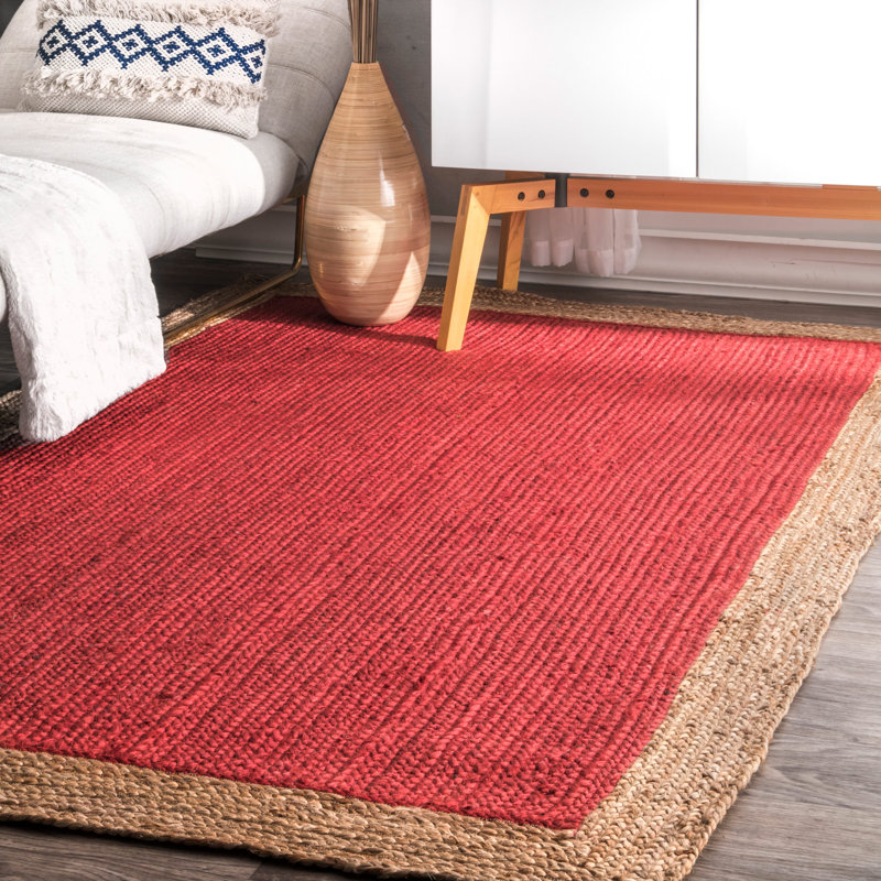 Tapis d'intérieur en jute rouge Giard, Rectangle 4pi x 6 pi