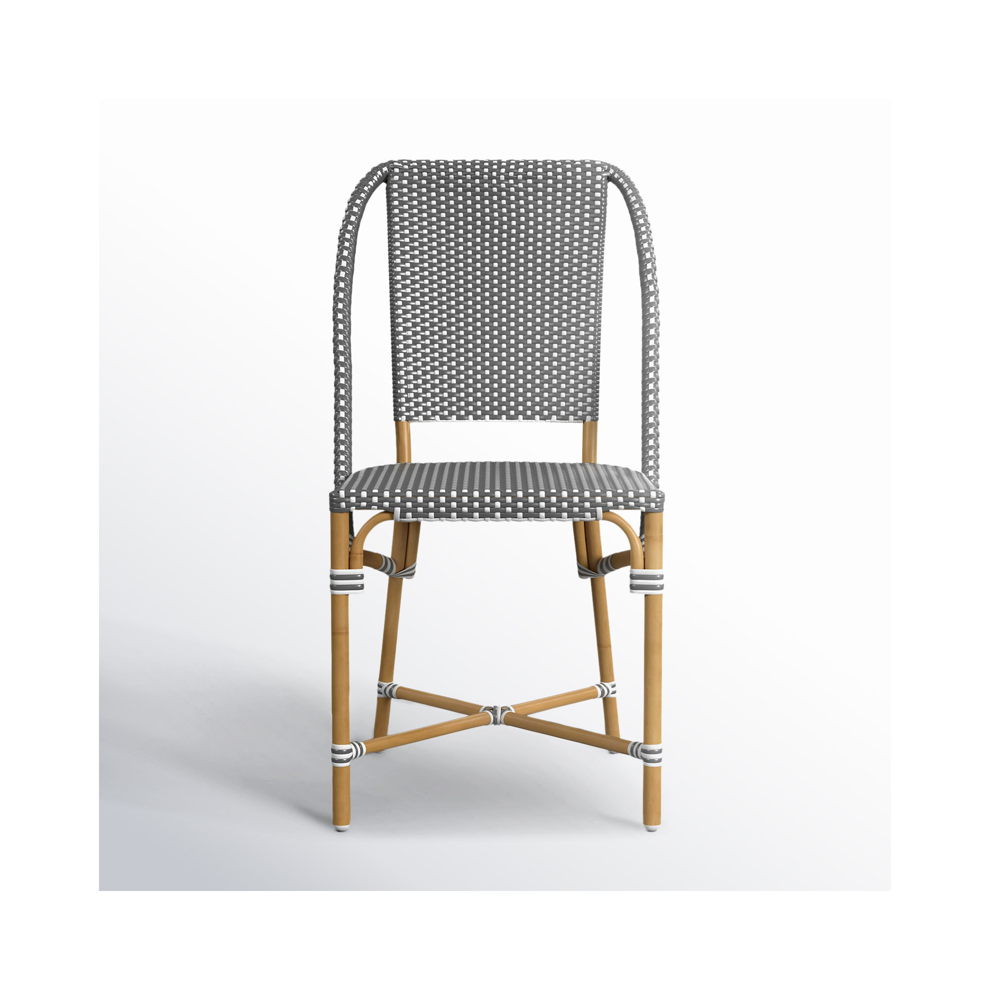 Ellie Wicker Dining Side Chair, Gray/White